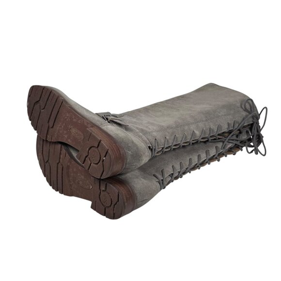 Sofft Selden Lace Up Riding Boots SZ 7 Gray Suede Western Renaissance Pirate - Picture 8 of 14